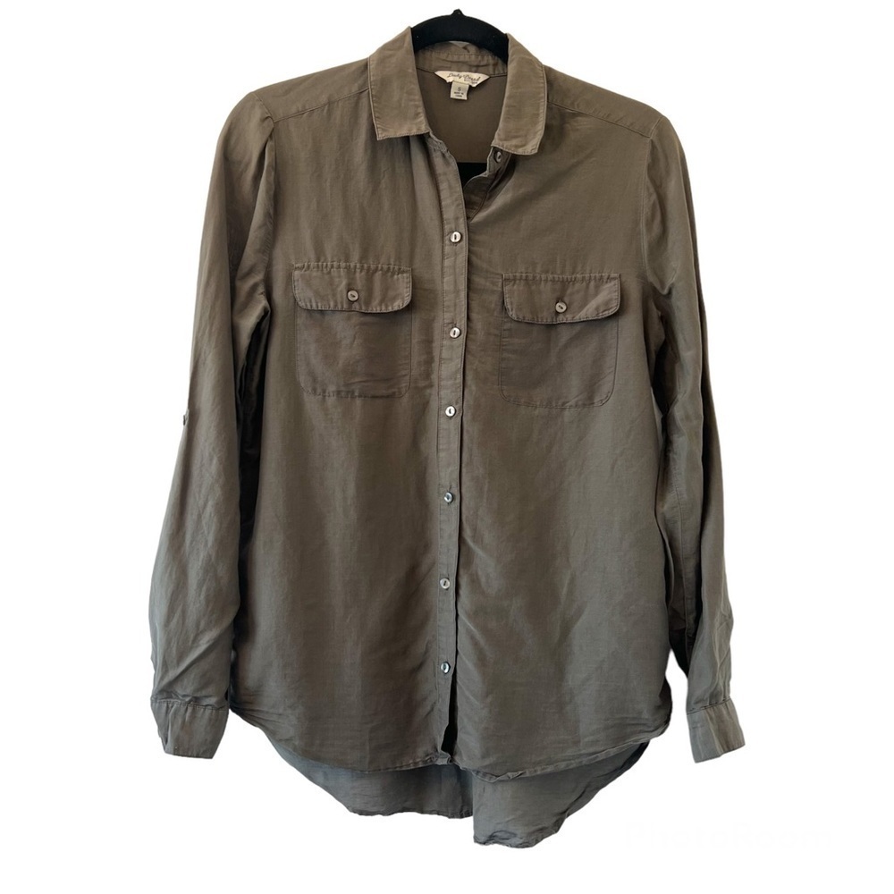 Lucky Brand Olive Green Lightweight Long Sleeve Button Down Shirt